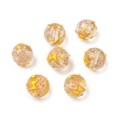 Luminous Handmade Enamel Gold Sand Glass Beads Strands LAMP-U004-08E-1