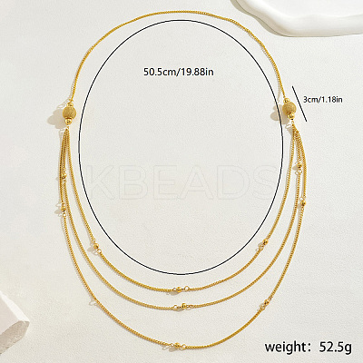 Luxurious Brass Round Bead Multi-Layer Chain Necklaces for Women's Formal Events CJ9986-1