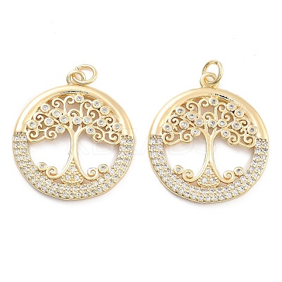Brass Pave Cubic Zirconia Pendants KK-U009-10I-G-1