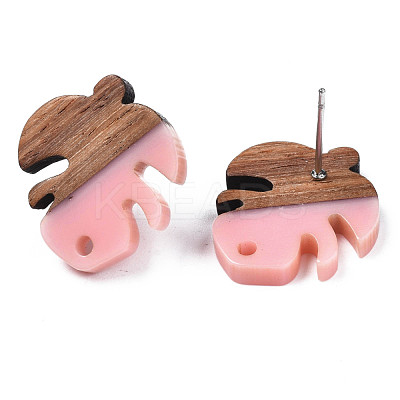 Resin & Walnut Wood Stud Earring Findings MAK-N032-027A-1