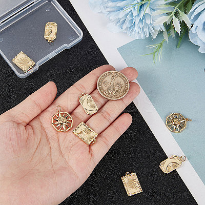 9Pcs 3 Style Rack Plating Brass Pendants KK-BBC0004-73-1