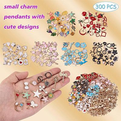 300 Pieces Wholesale Bulk Lots Jewelry Making Charms Pendant Mixed Shapes Alloy Enamel Charms for Jewelry Necklace Earring Making Crafts JX155A-1