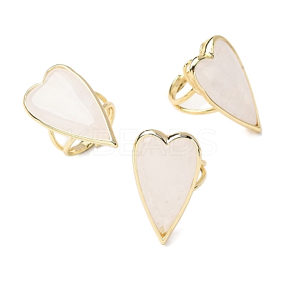 Heart Natural Gemstone Finger Rings RJEW-M076-03G-1