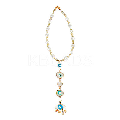 Resin & Shell Evil Eye Pendant Decoration HJEW-DR00026-1