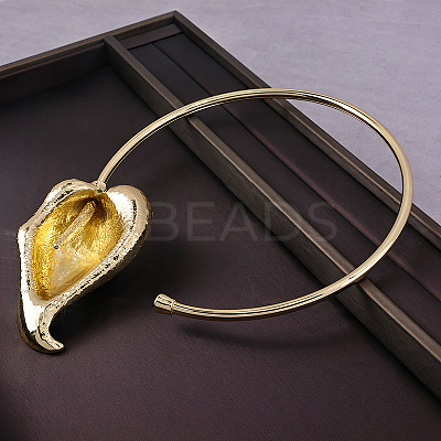 Brass Leaf Cuff Choker Necklaces for Women FS-WG47A02-01-1