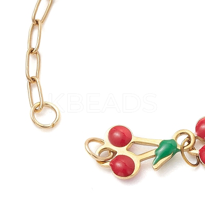 4Pcs 4 Styles 304 Stainless Steel Enamel Red Cherry Link Chain Bracelet Making AJEW-JB01482-1