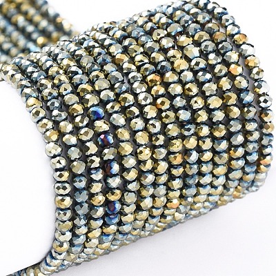 Electroplate Glass Beads Strands EGLA-F149-FP-09-1