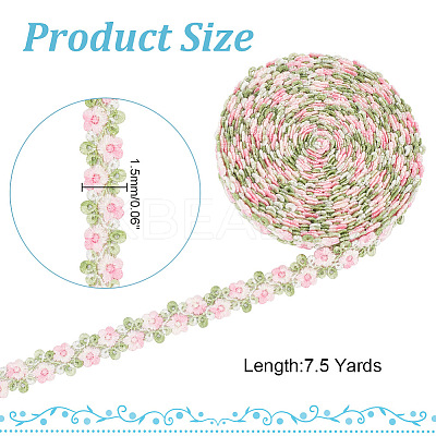 7.5 Yards Flower Polyester Lace Ribbon OCOR-AR0001-62B-1