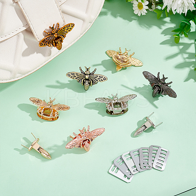 6Pcs 6 Styles Bees Zinc Alloy Twist Bag Lock Purse Catch Clasps PURS-UN0001-05-1