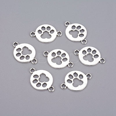 Tibetan Style Flat Round with Dog  Paw Print Alloy Links connectors LS-X-TIBE-Q045-04AS-RS-1