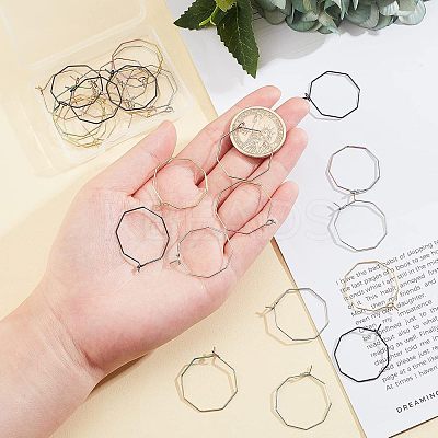 30Pcs 5 Colors Ion Plating(IP) 316 Surgical Stainless Steel Hoop Earrings Findings STAS-UN0030-95-1