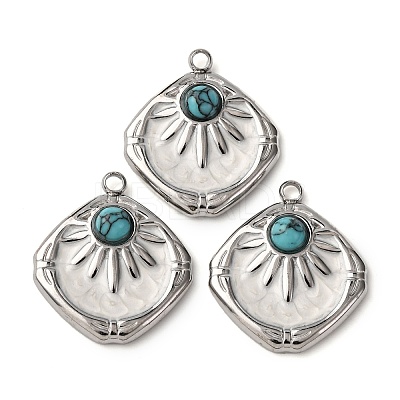 304 Stainless Steel White Enamel Pendants STAS-P406-03P-1