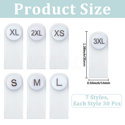 210Pcs 7 Styles Plastic Clothing Size Labels FIND-CY0001-86B-1