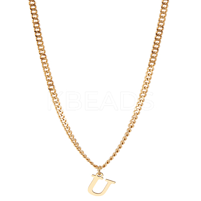 1Pc 304 Stainless Steel Letter Pendant Necklaces NJEW-LP0001-33U-G-1