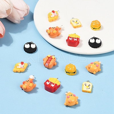 16Pcs 8 Styles Opaque Resin Pendants RESI-YW0003-16-1