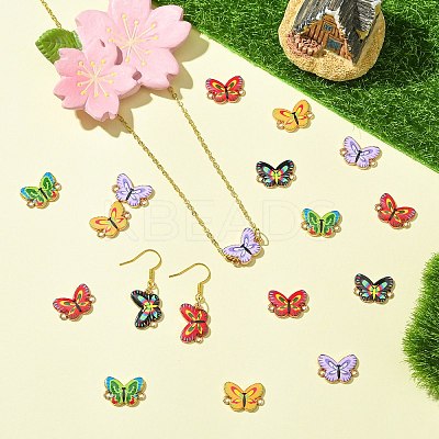 50Pcs 5 Colors Printed Alloy Connector Charms FIND-CJ0004-60-1