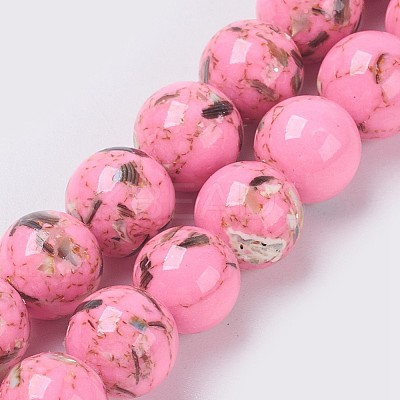 Sea Shell and Synthetic Turquoise Assembled Beads Strands G-G758-01-6mm-1