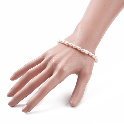 Grade A Natural Pearl Beaded Bracelets with Brass Spring Ring Clasps for Women X-BJEW-JB08037-1