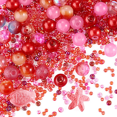 1Bag Mixed Styles Glass Beads GLAA-TADJ0001-10B-1
