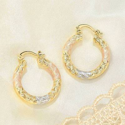 Brass Two Tone Hoop Earrings EJEW-B117-06C-M-1