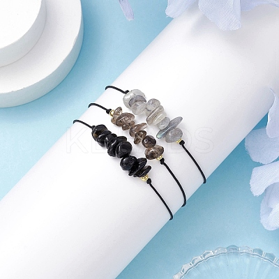 3Pcs 3 Styles Gemstone Braided Bead Bracelets BJEW-JB11146-06-1