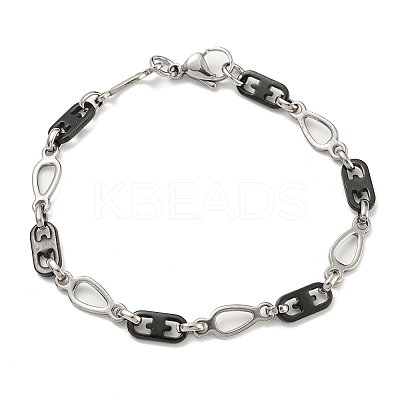 Two Tone 201 Stainless Steel Teardrop & Oval Link Chain Bracelet BJEW-B078-39BP-1
