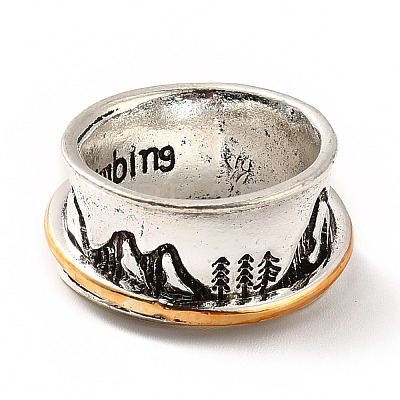 Rotatable Mountain and Heart Alloy Finger Ring RJEW-F123-08AS-1