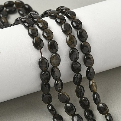 Natural Golden Sheen Obsidian Beads Strands G-Z006-A40-1