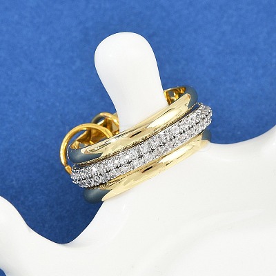 Brass Micro Pave Cubic Zirconia Finger Rings RJEW-D325-01PG-07-1