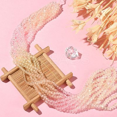 10 Strands Transparent Gradient Color Glass Beads Strands GLAA-CJ0002-09C-1