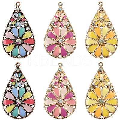 6Pcs 3 Colors Alloy Enamel Pendants FIND-YW0009-99-1