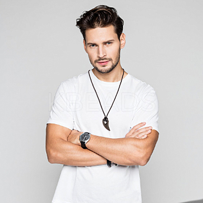 3Pcs 3 Styles Horn & Spearpoint & Wolf 304 Stainless Steel Pendant Necklaces Set with Wax Rope for Men Women NJEW-AN0001-45-1