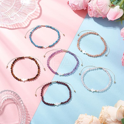 Natural Mixed Gemstone Beaded Braided Bead Bracelets for Women BJEW-JB12211-1