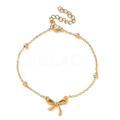 Bowknot Brass Link Bracelets for Women BJEW-TA00537-1