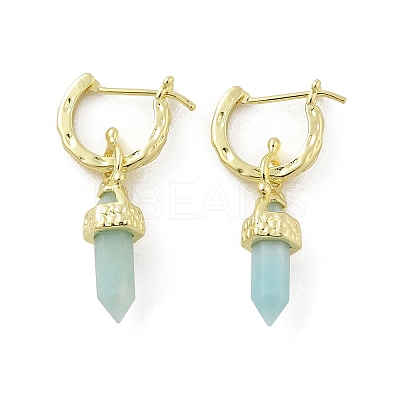 Natural Flower Amazonite Hoop Earrings EJEW-P306-01G-11-1