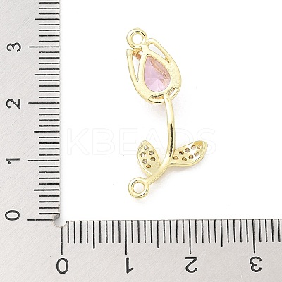 Brass Pearl Pink & Clear Cubic Zirconia Connector Charms LS-KK-G520-01G-1