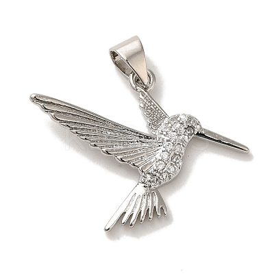 Rack Plating Brass Micro Pave Cubic Zirconia Pendants KK-U027-29P-1