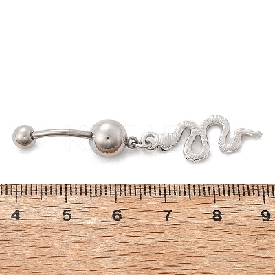 Alloy Rhinestone Snake Curved Barbell Belly Rings AJEW-R007-03P-05-1