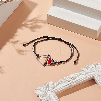 Glass Seed Braided Triangle Braided Bead Bracelet BJEW-MZ00026-01-1