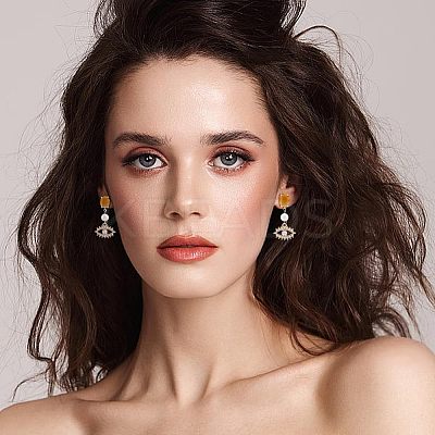 16Pcs 8 Colors Brass Glass Stud Earring Findings DIY-FH0004-50-1