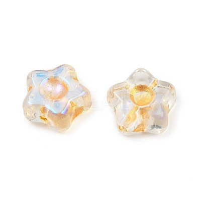 Electroplate and Golden Metal Enlaced Glass Beads EGLA-T029-02M-1