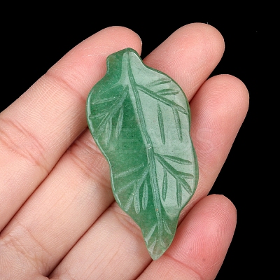 Natural Green Aventurine Carved Healing Leaf Stone PW-WG31545-03-1
