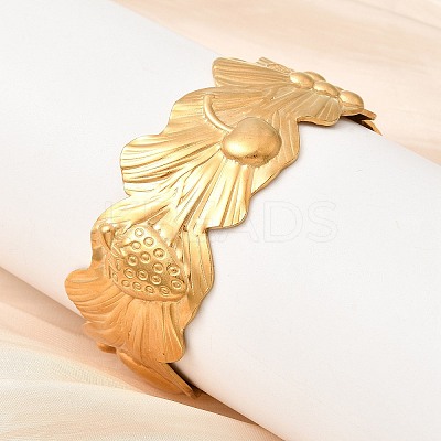 304 Stainless Steel Cuff Bangles for Women BJEW-L719-01A-G-1