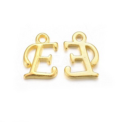 Golden Plated Alloy Letter Pendants PALLOY-J718-01G-E-1