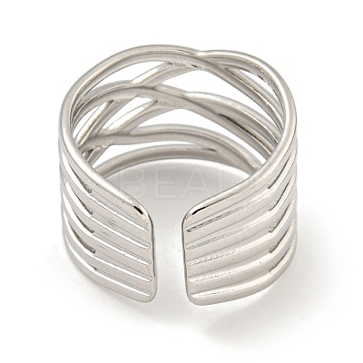 Non-Tarnish 304 Stainless Steel Open Cuff Ring RJEW-A043-27P-1