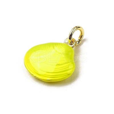 Brass Enamel Shell Shape Charms KK-I378-12G-C-1