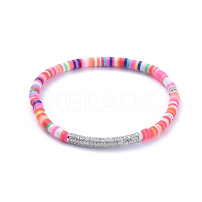 Handmade Polymer Clay Heishi Bead Stretch Bracelets BJEW-JB05096-1