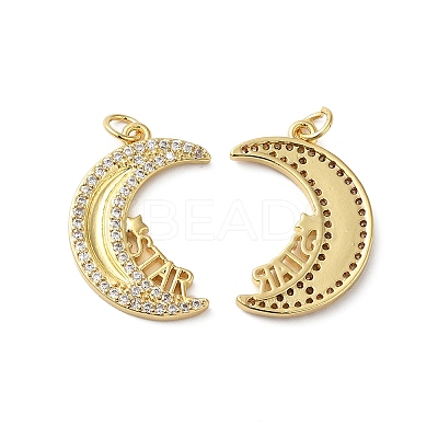 Rack Plating Brass Pave Cubic Zirconia Pendants KK-O142-33G-1