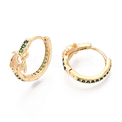 Brass Cubic Zirconia Hoop Earrings EJEW-Q014-05G-1