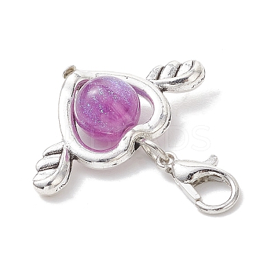 6Pcs 6 Colors Resin Imitation Cat Eye & Alloy Pendant Decorations HJEW-JM03885-1